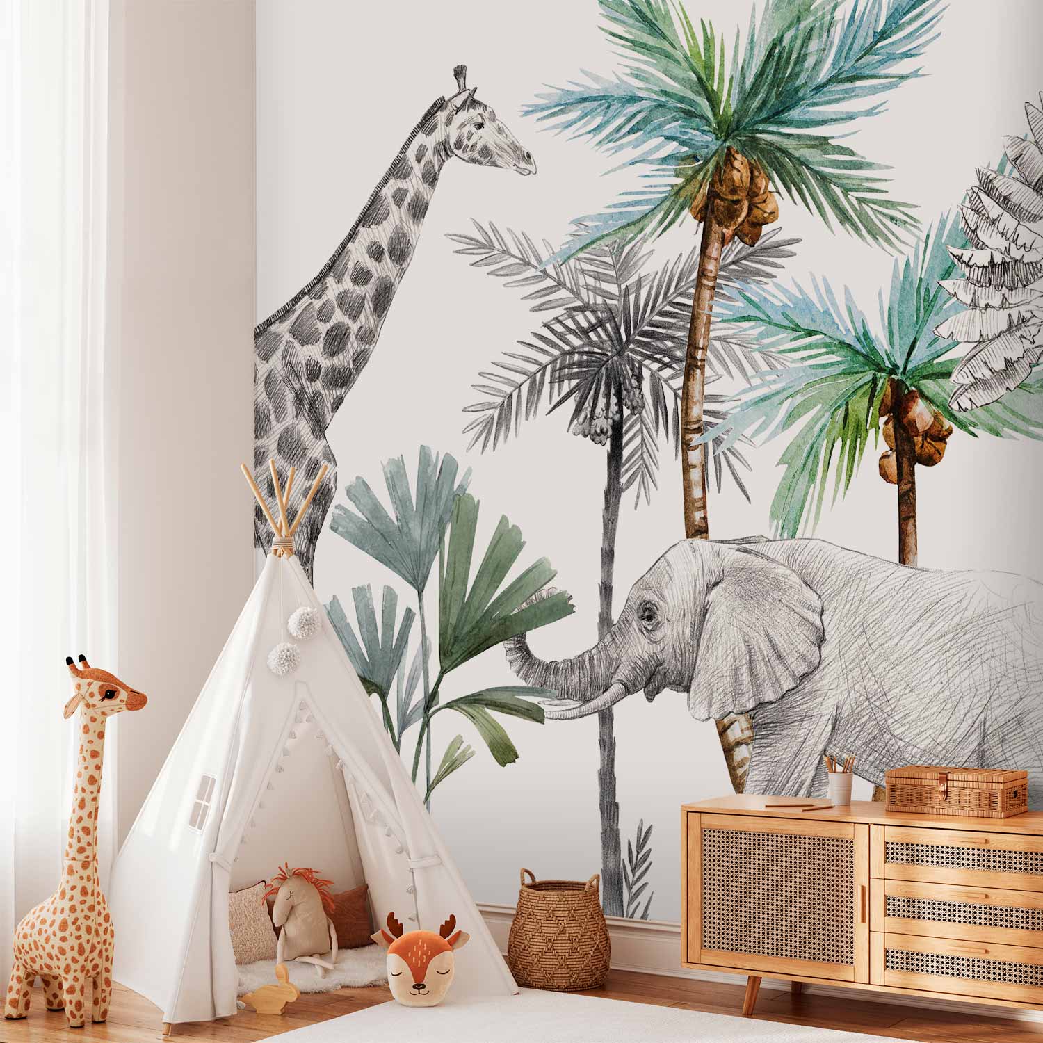 Cartoon Jungle Animals Children's Room Wall Mural