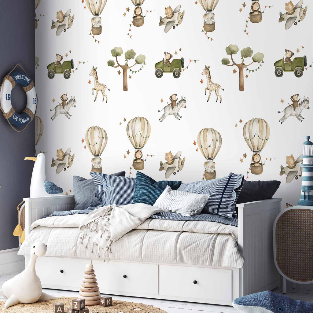 Watercolor African Animals Savannah Wall Mural