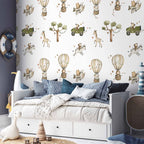 Watercolor African Animals Savannah Wall Mural