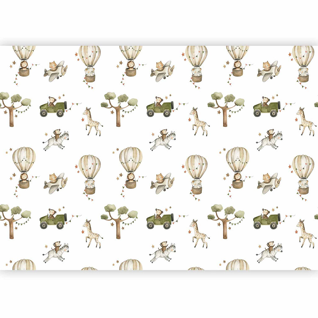 Wall Mural - Africa for Toddler - Animals on Savannah in Watercolour Technique