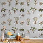 Watercolor African Animals Savannah Wall Mural