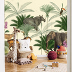 Wall Mural Jungle Land With Animals in the Style of Old Engravings