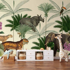 Wall Mural Jungle Land With Animals in the Style of Old Engravings