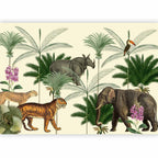 Wall Mural Jungle Land With Animals in the Style of Old Engravings