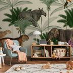 Wall Mural Jungle Land With Animals in the Style of Old Engravings