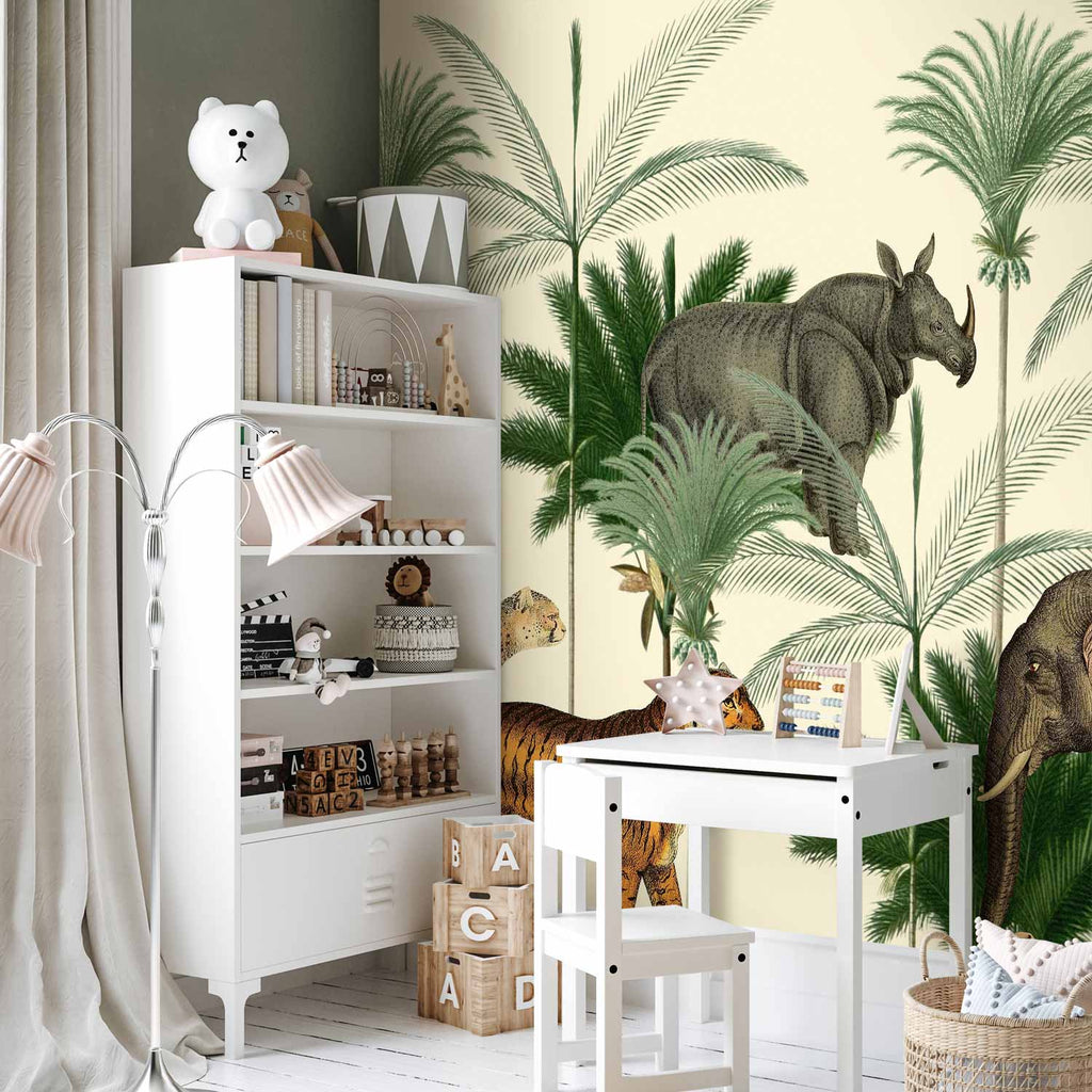 Jungle Engraving Animals Wall Mural