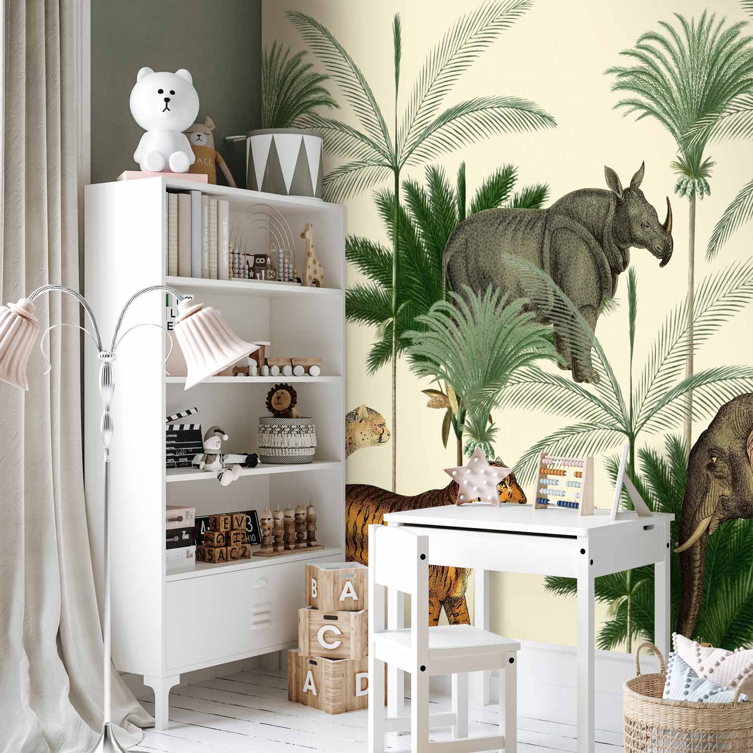 Jungle Engraving Animals Wall Mural