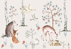 Wall Mural Forest Land With Animals Watercolour