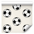Soccer Wallpaper - Symmetrical Black-and-White Balls on Beige