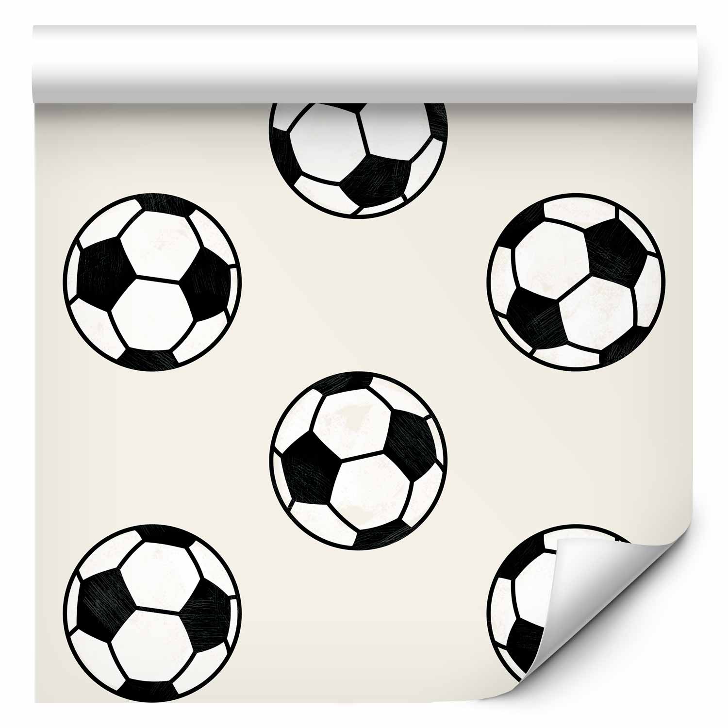 Soccer Wallpaper - Symmetrical Black-and-White Balls on Beige