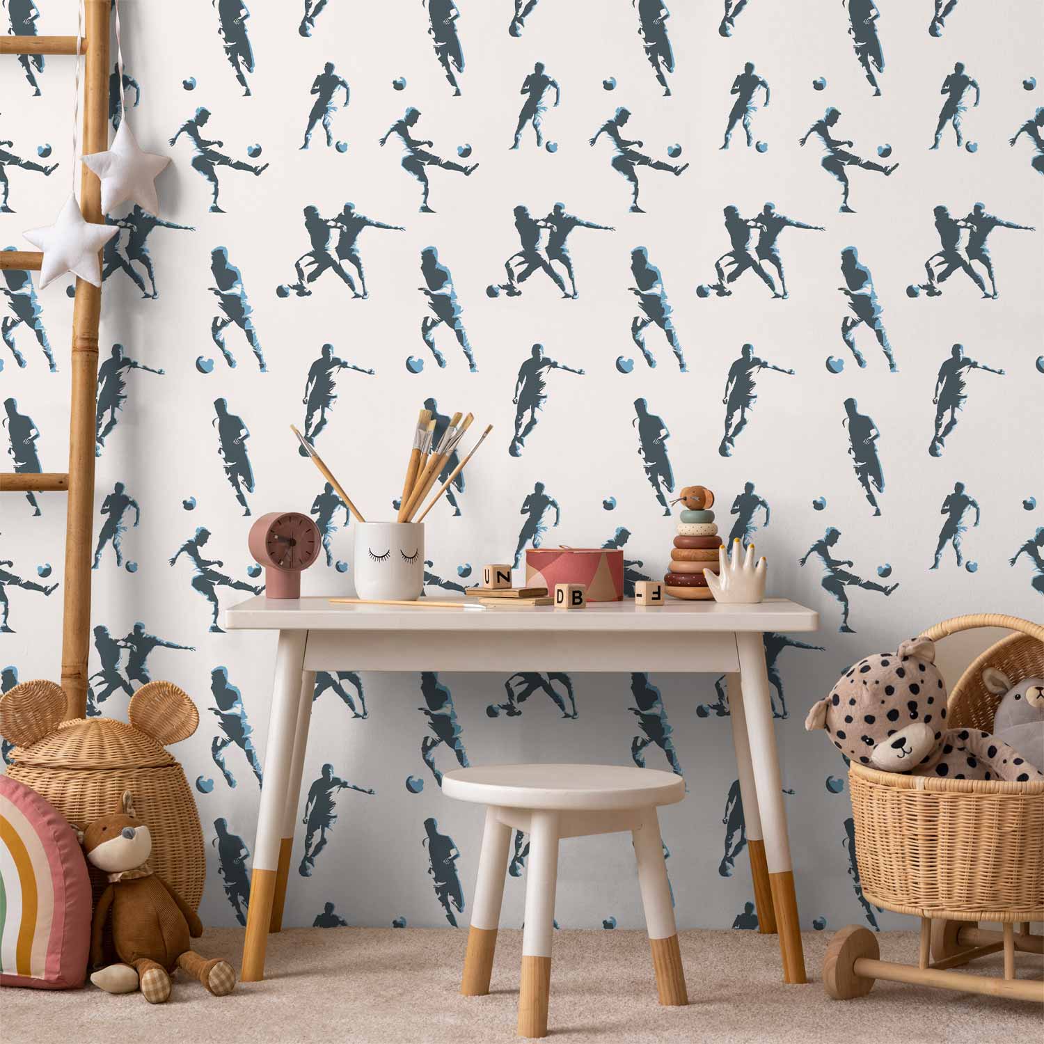 Football Character Silhouettes Action Wallpaper