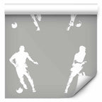Wallpaper Sports Silhouettes – Soccer Players on Gray Background