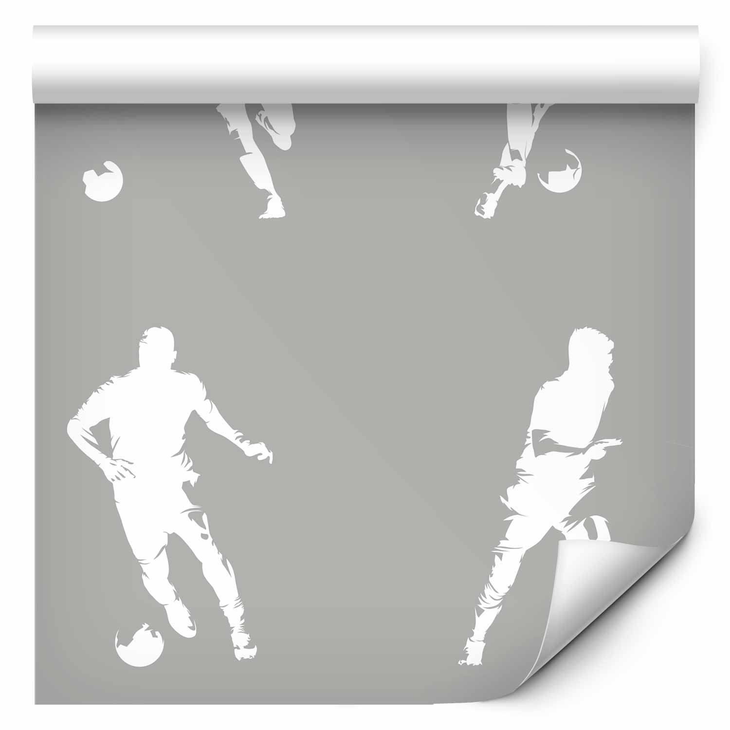 Wallpaper Sports Silhouettes – Soccer Players on Gray Background