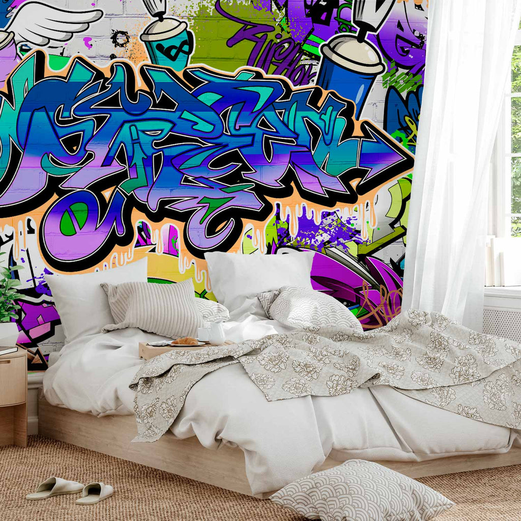 Violet Graffiti Street Art Wall Mural