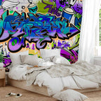 Violet Graffiti Street Art Wall Mural