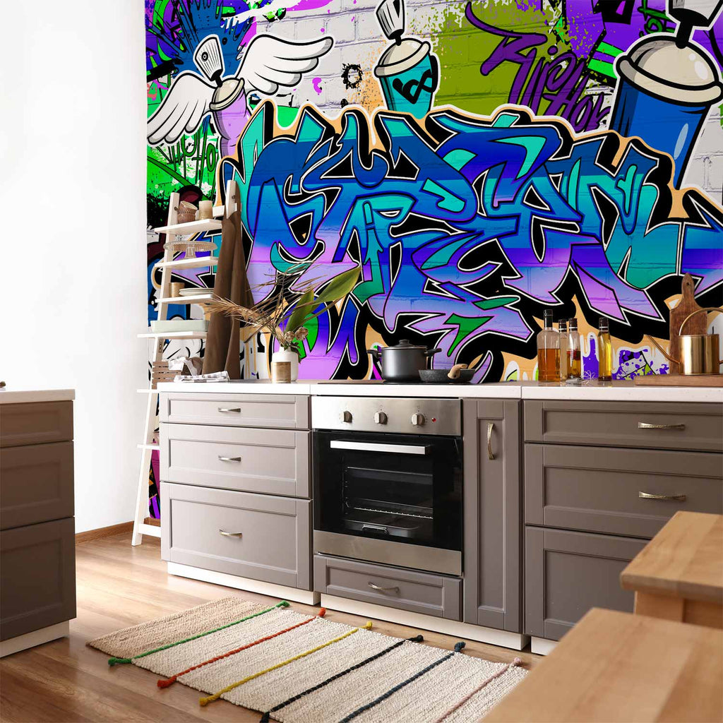 Violet Graffiti Street Art Wall Mural