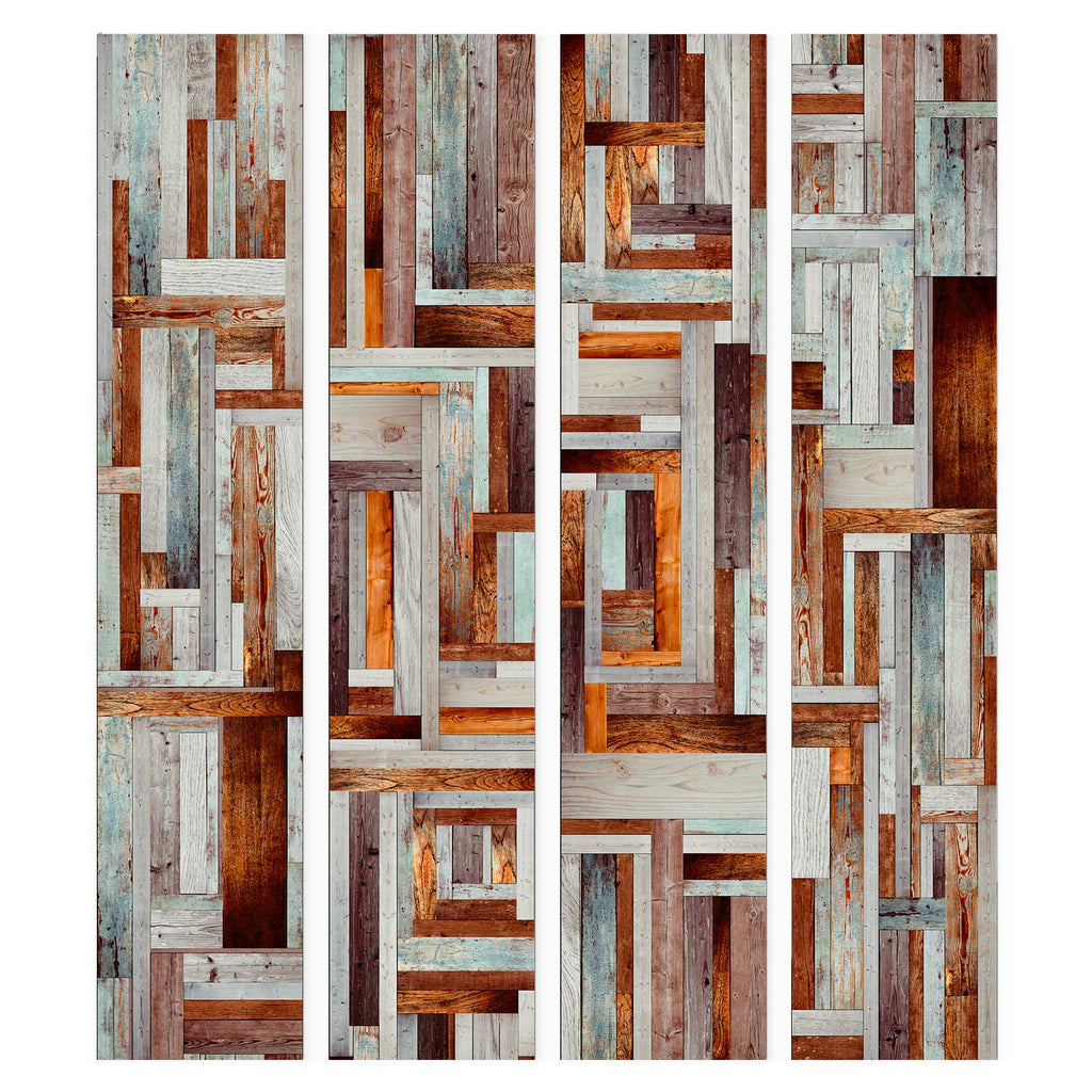 Wooden Plank Labyrinth Pattern Wallpaper