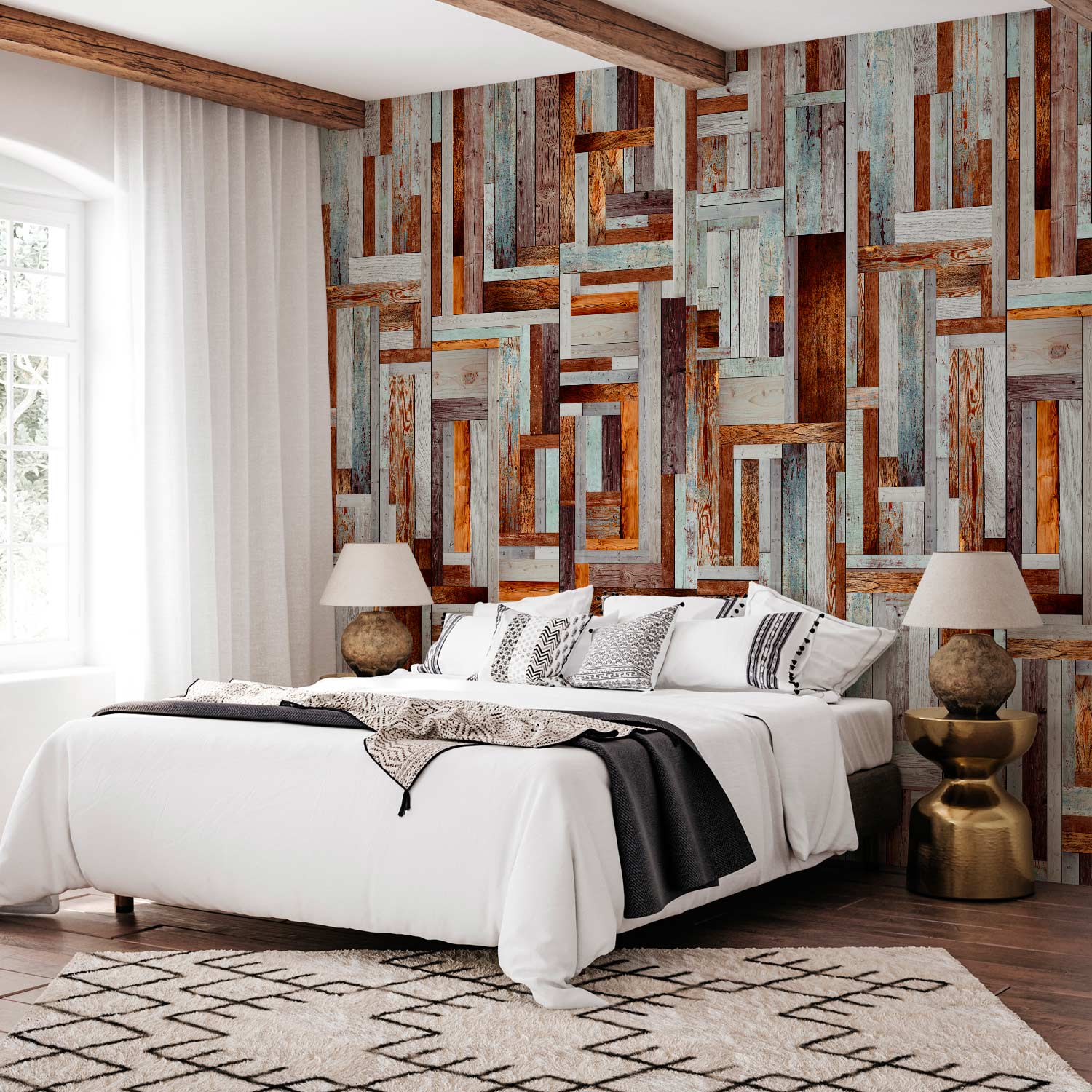 Wooden Plank Labyrinth Pattern Wallpaper