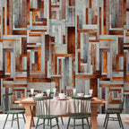 Wooden Plank Labyrinth Pattern Wallpaper