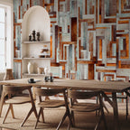 Wooden Plank Labyrinth Pattern Wallpaper