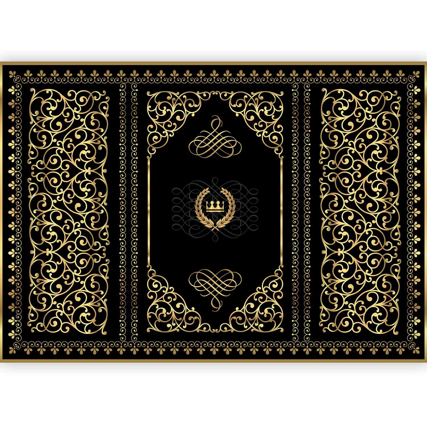 Baroque Black Ornament Pattern Wall Mural