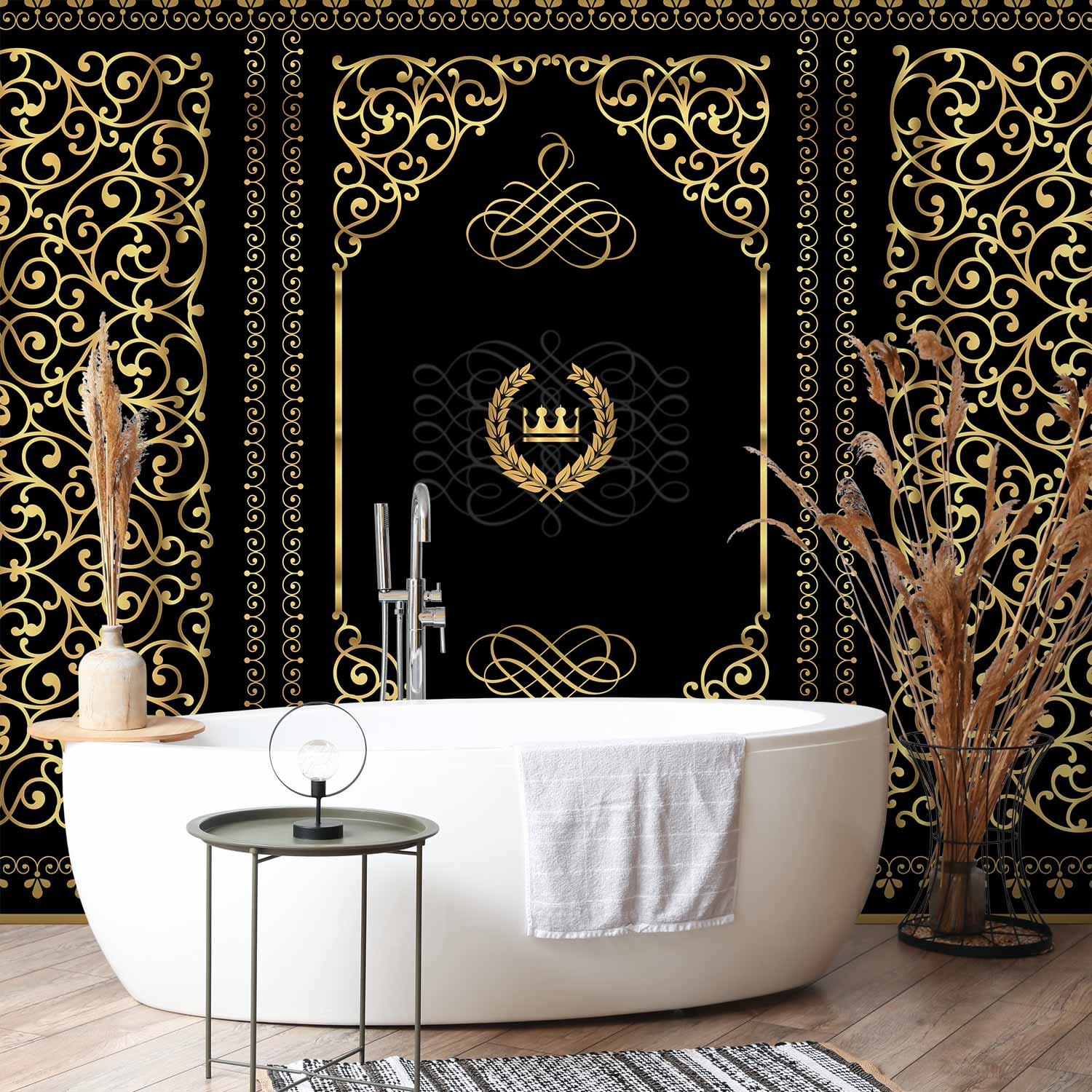 Baroque Black Ornament Pattern Wall Mural