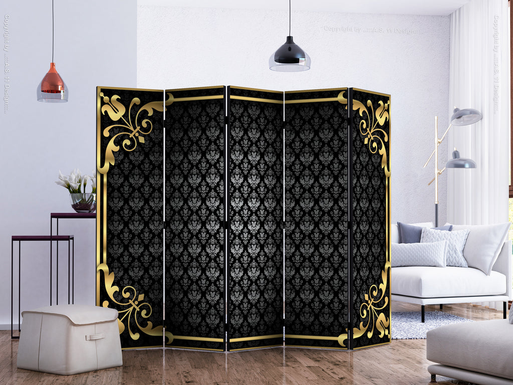 Luxury Ornamental Pattern Modern 5-Panel Room Divider