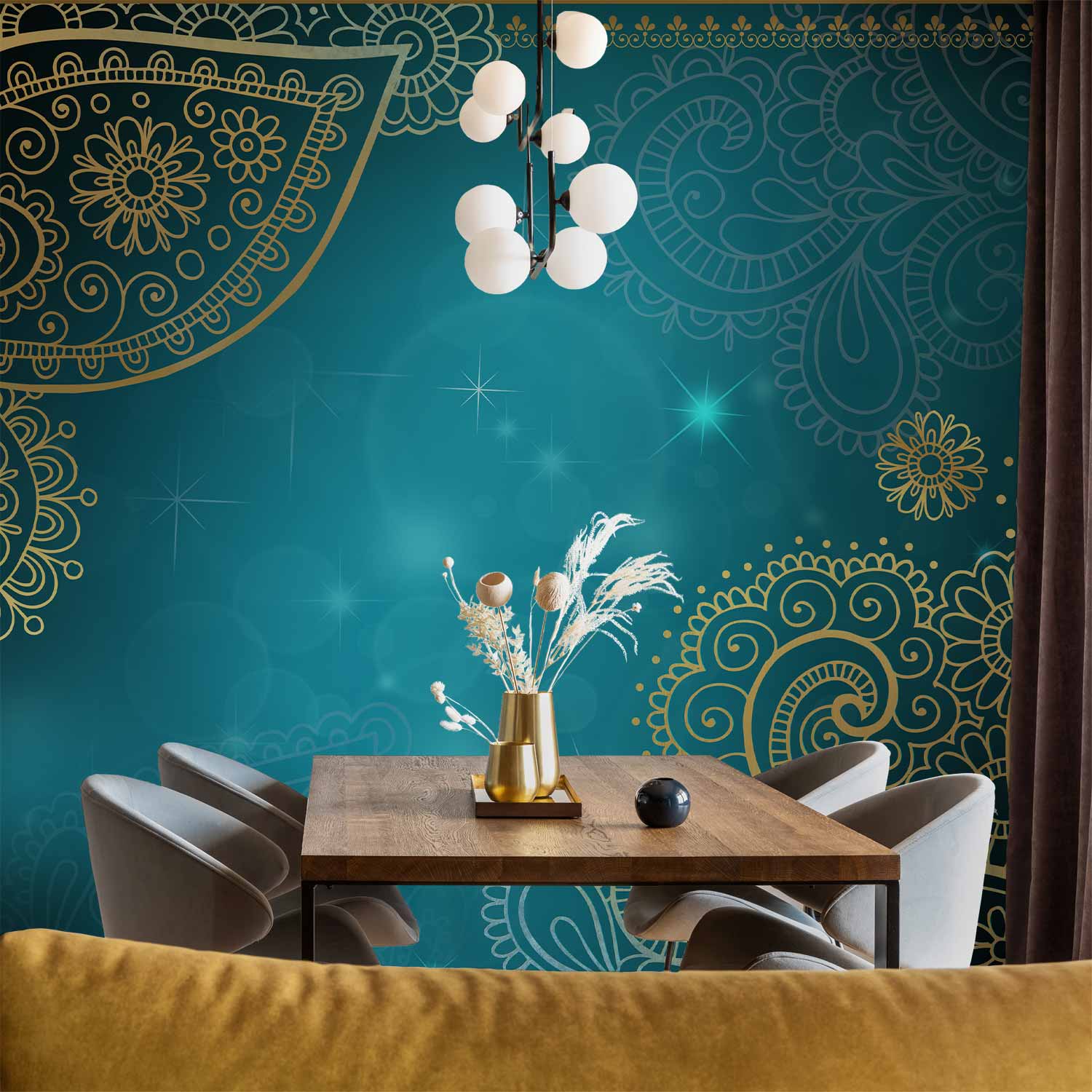 Oriental Wings Baroque Pattern Wall Mural