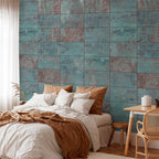 Turquoise Concrete Texture Modern Wallpaper