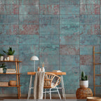 Turquoise Concrete Texture Modern Wallpaper