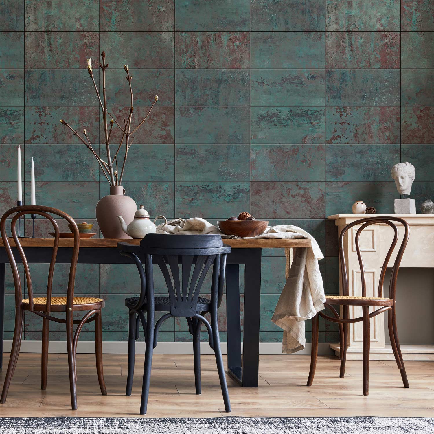 Turquoise Concrete Texture Modern Wallpaper