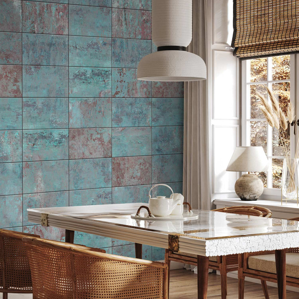 Turquoise Concrete Texture Modern Wallpaper