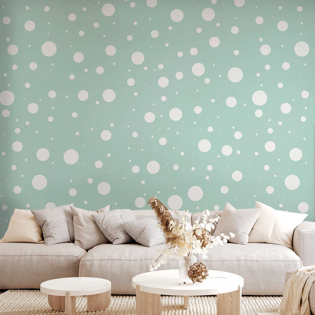 Mint Polka Dot Fantasy Wallpaper