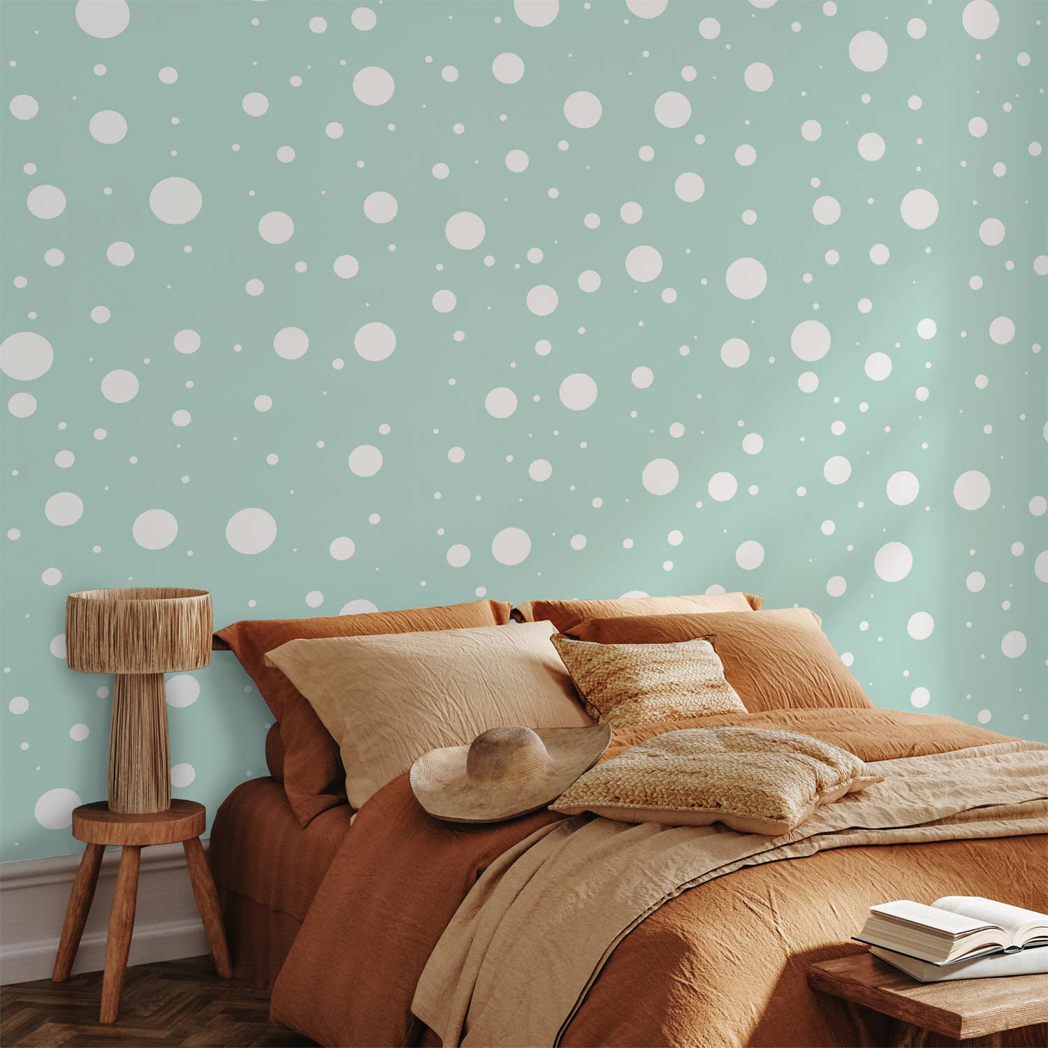 Mint Polka Dot Fantasy Wallpaper