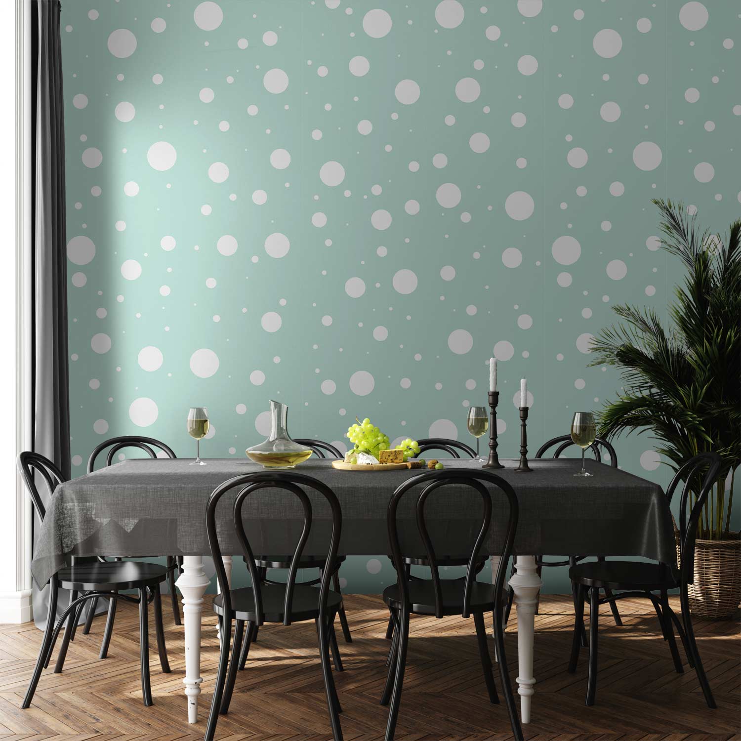 Mint Polka Dot Fantasy Wallpaper