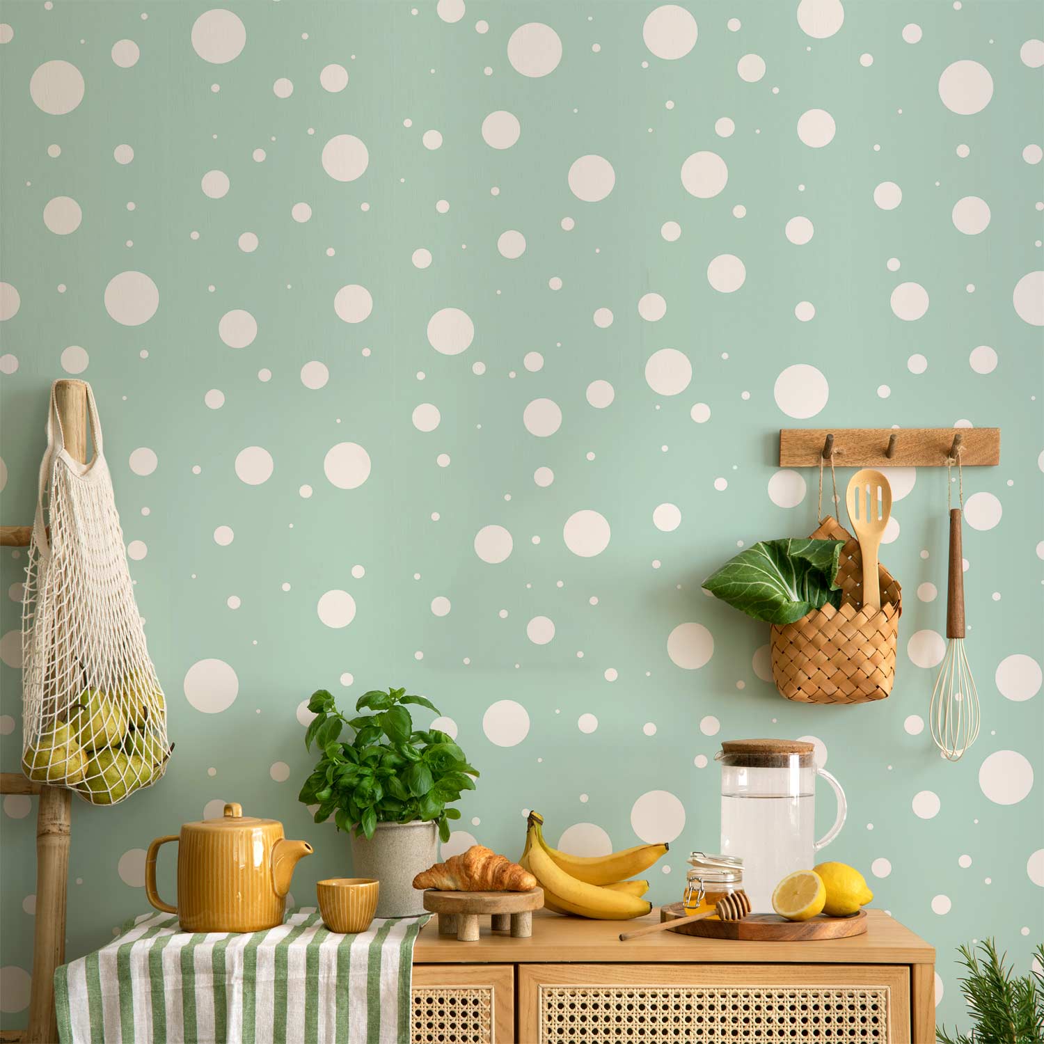 Mint Polka Dot Fantasy Wallpaper