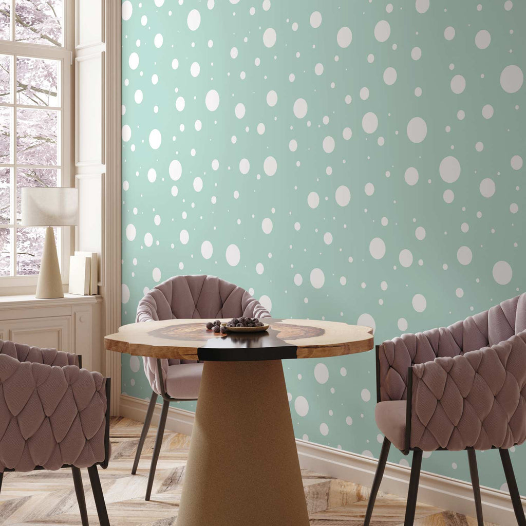 Mint Polka Dot Fantasy Wallpaper