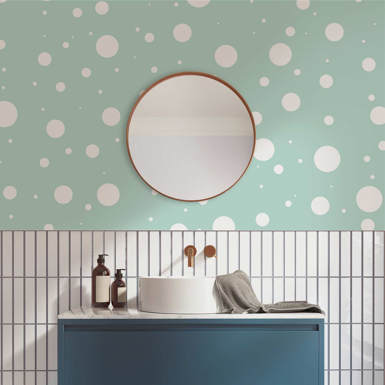 Mint Polka Dot Fantasy Wallpaper