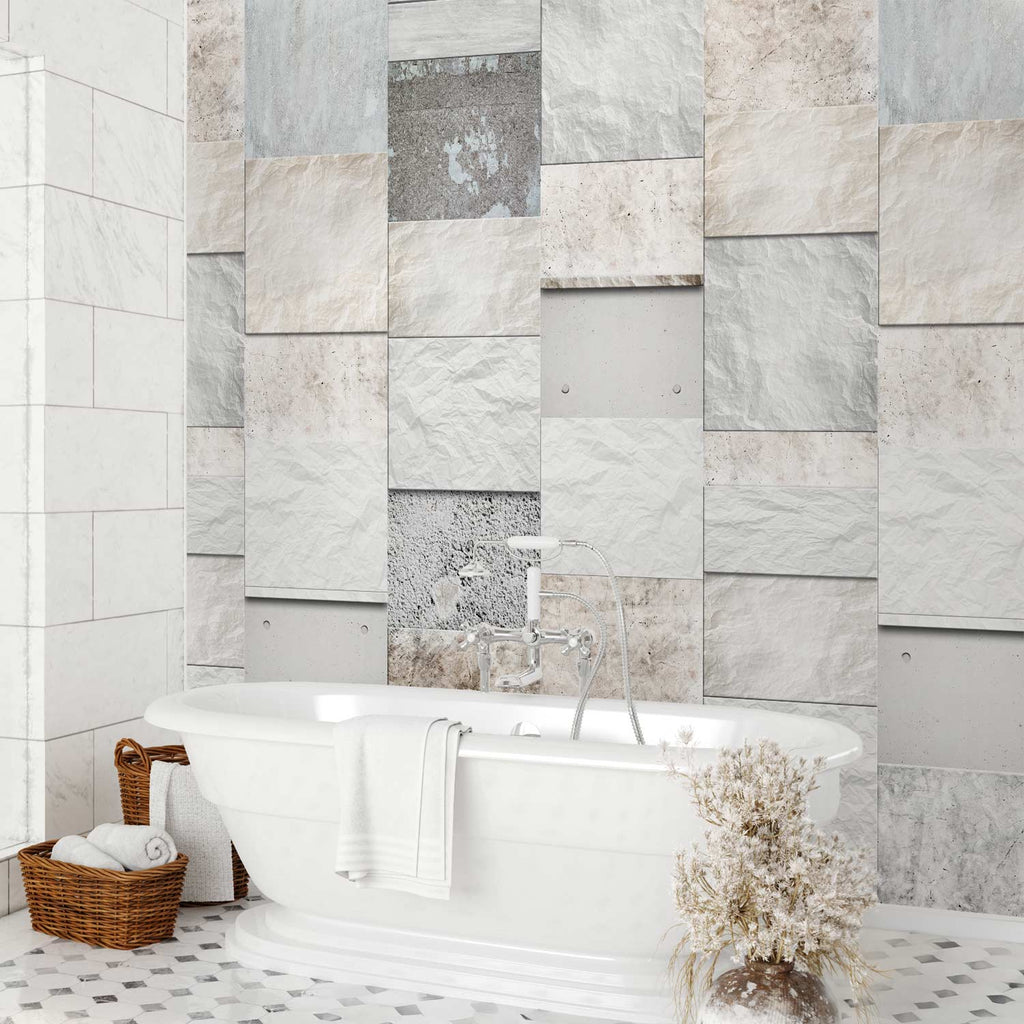 Stone Triptych Textured Wallpaper