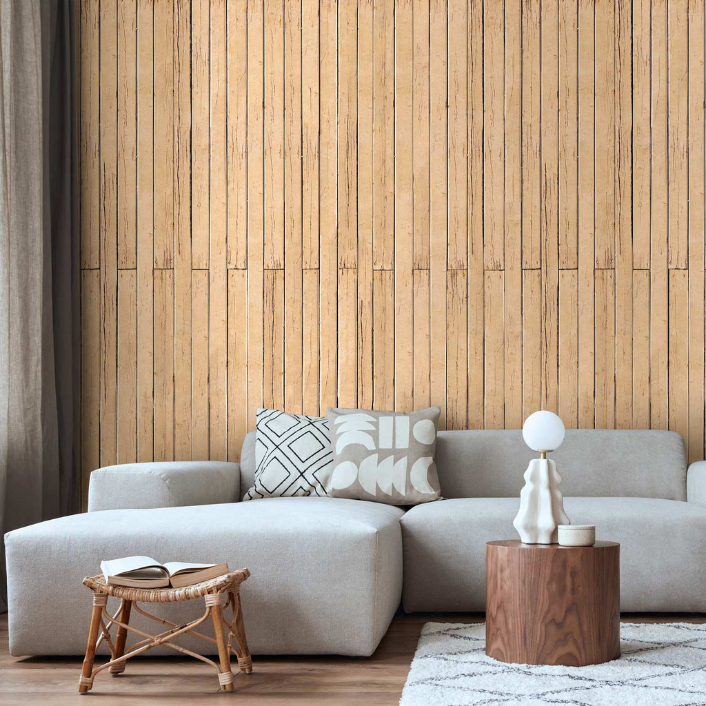 Bahama Yellow Wood Pattern Wallpaper