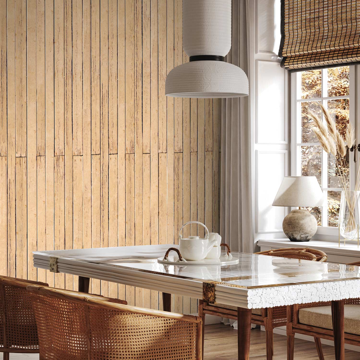 Bahama Yellow Wood Pattern Wallpaper