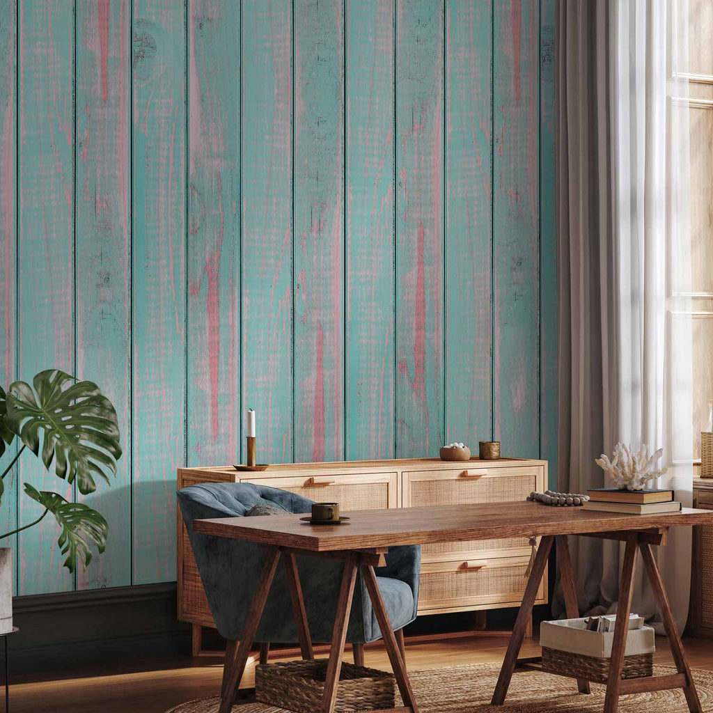 Peppermint Cloud Wood Texture Pattern Wallpaper