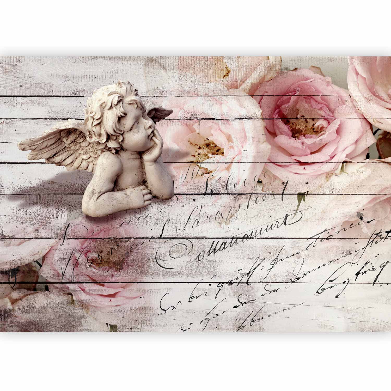 Angel and Calm Floral Vintage Wall Mural
