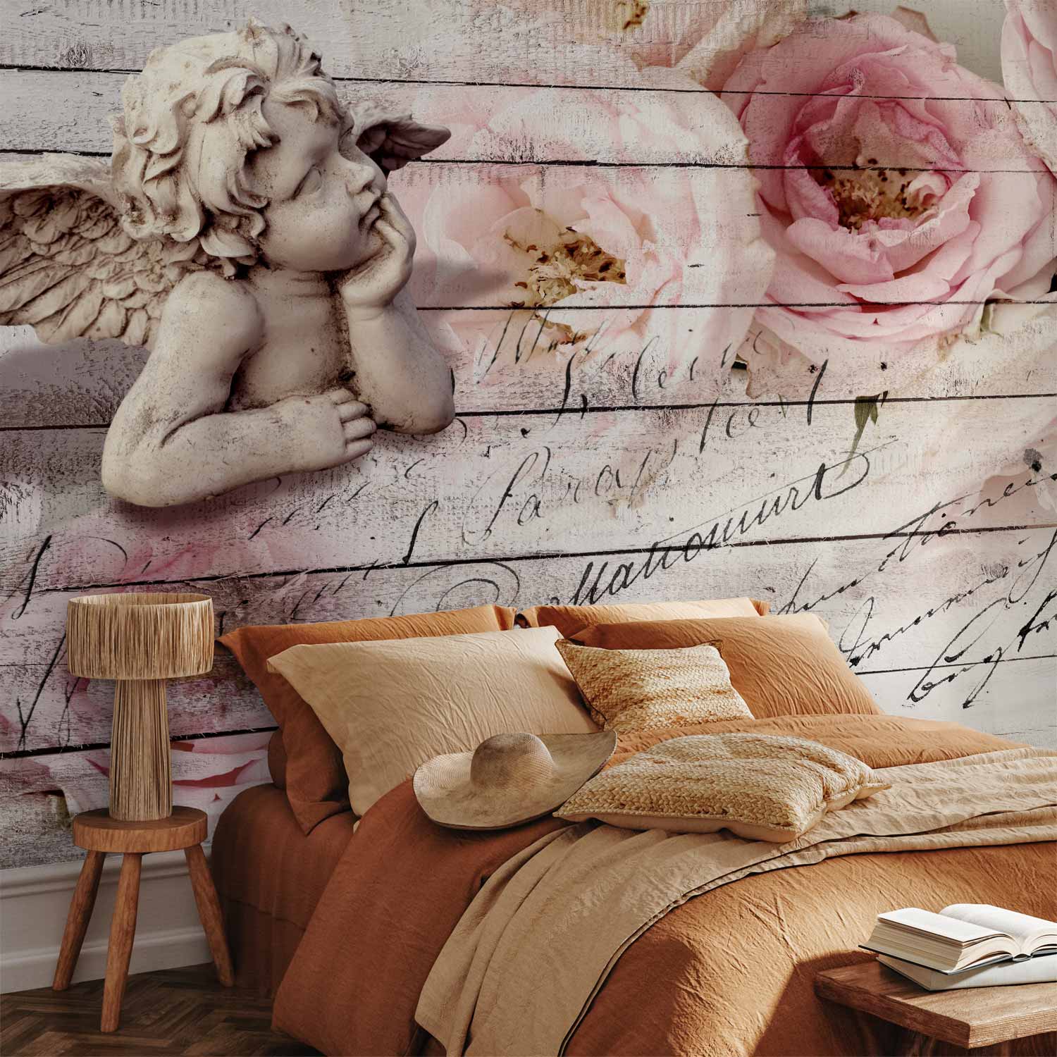 Angel and Calm Floral Vintage Wall Mural