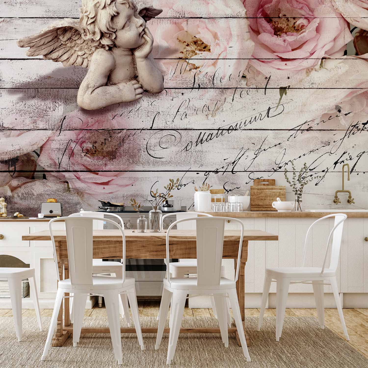 Angel and Calm Floral Vintage Wall Mural