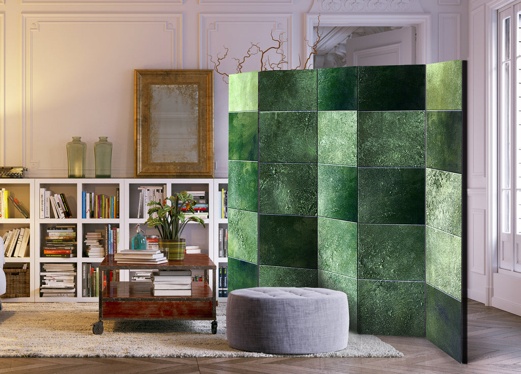 Green Geometric Mosaic 5-Panel Room Divider