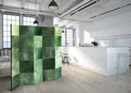 Green Geometric Mosaic 5-Panel Room Divider