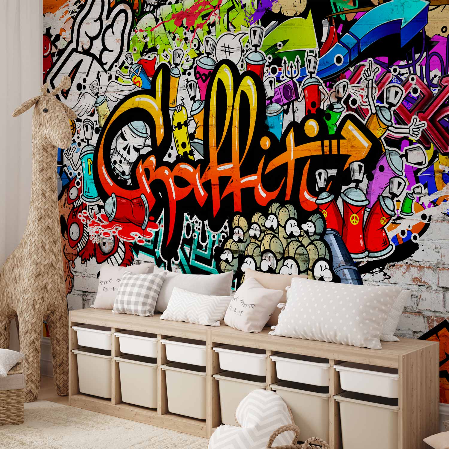 Colorful Graffiti Urban Wall Mural