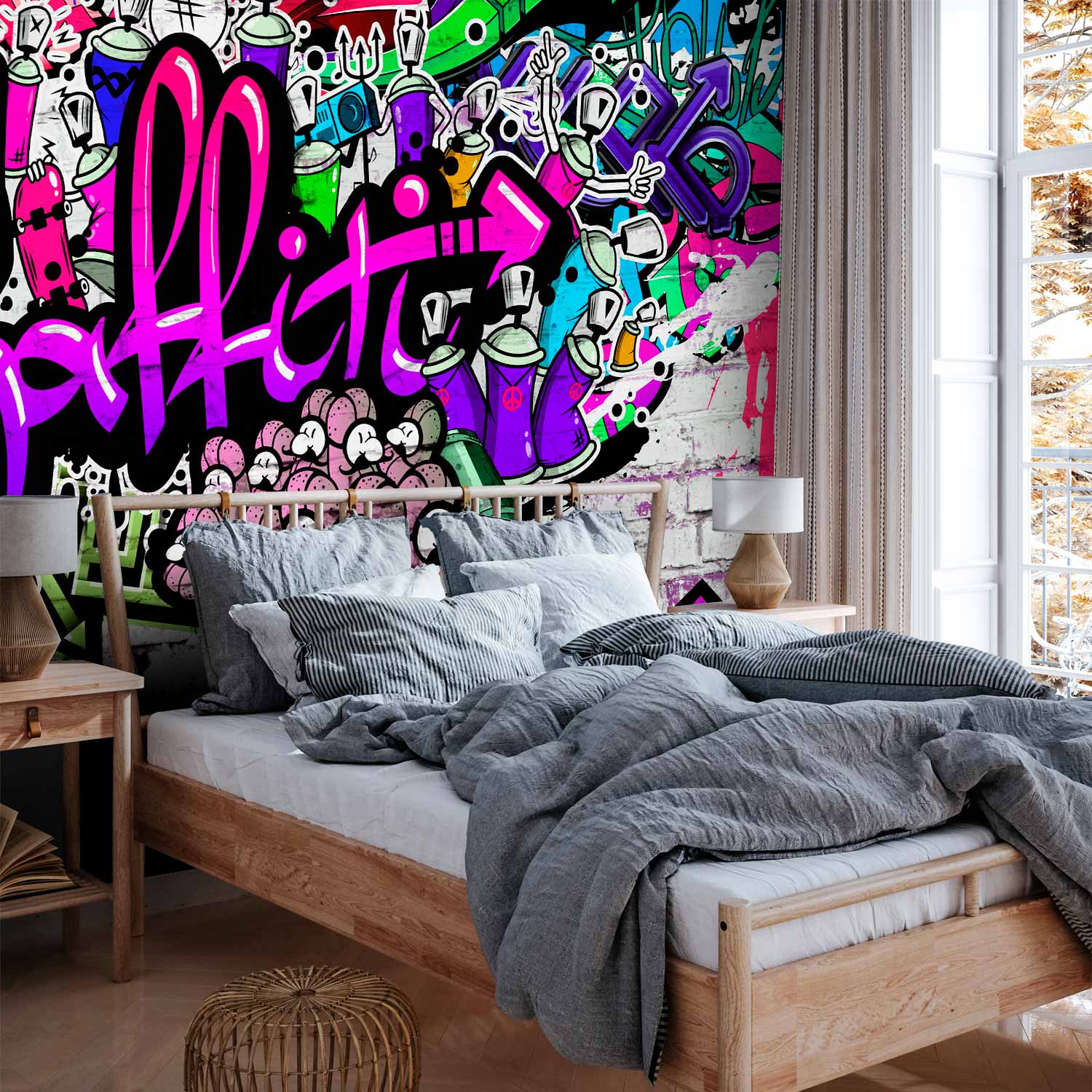 Purple Graffiti Urban Wall Mural