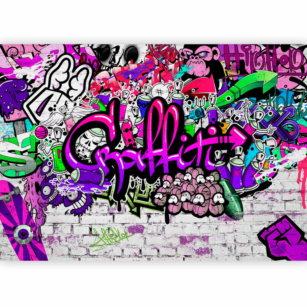 Purple Graffiti Urban Wall Mural
